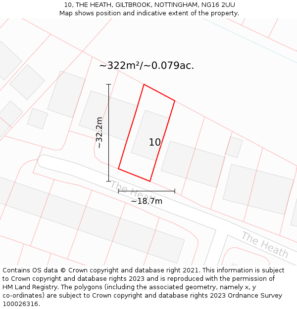 10, THE HEATH, GILTBROOK, NOTTINGHAM, NG16 2UU: Plot and title map