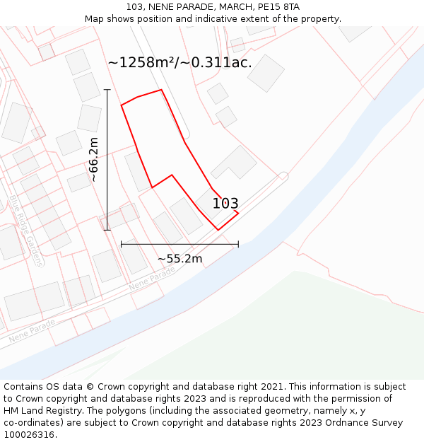 103, NENE PARADE, MARCH, PE15 8TA: Plot and title map