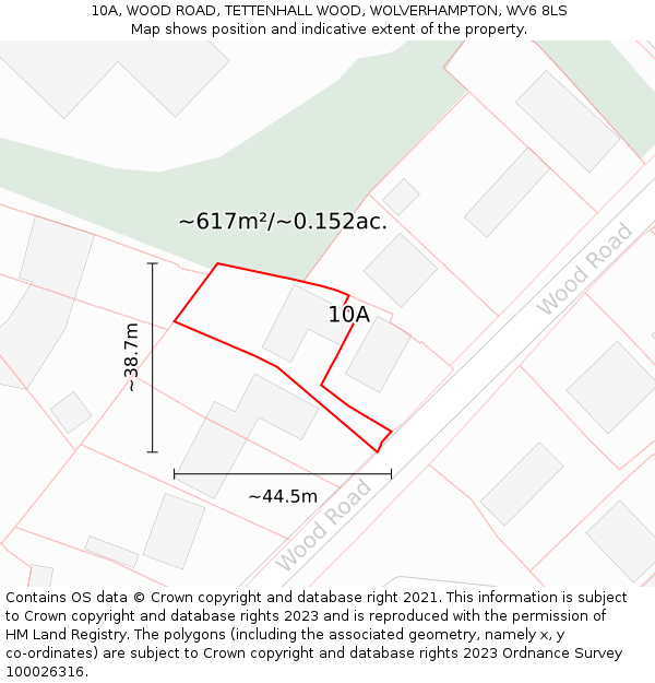 10A, WOOD ROAD, TETTENHALL WOOD, WOLVERHAMPTON, WV6 8LS: Plot and title map