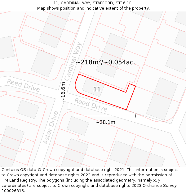 11, CARDINAL WAY, STAFFORD, ST16 1FL: Plot and title map