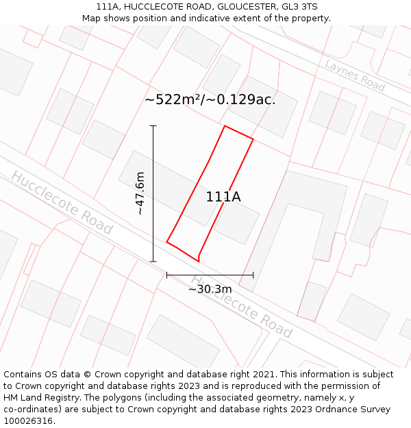 111A, HUCCLECOTE ROAD, GLOUCESTER, GL3 3TS: Plot and title map
