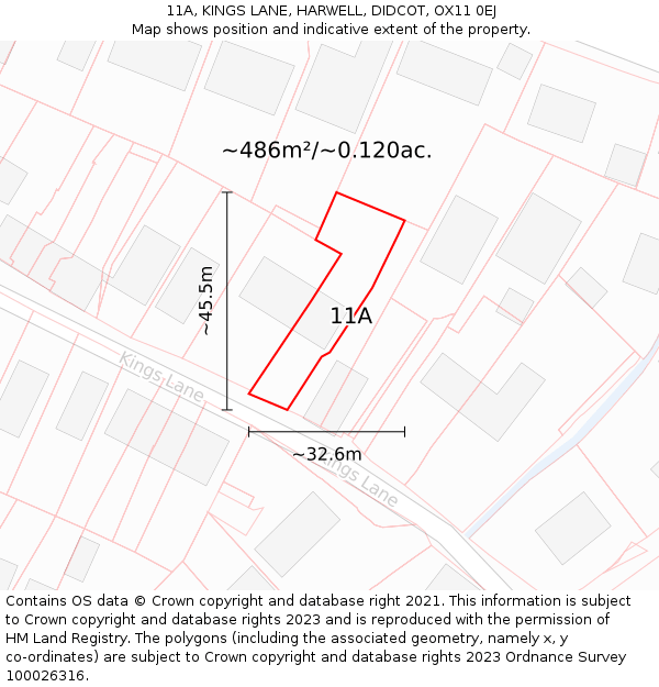 11A, KINGS LANE, HARWELL, DIDCOT, OX11 0EJ: Plot and title map