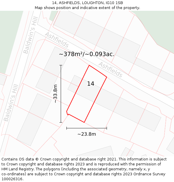 14, ASHFIELDS, LOUGHTON, IG10 1SB: Plot and title map