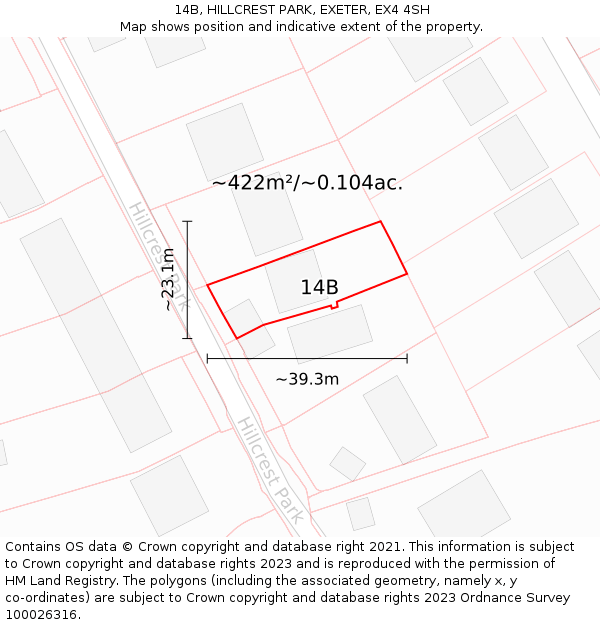 14B, HILLCREST PARK, EXETER, EX4 4SH: Plot and title map