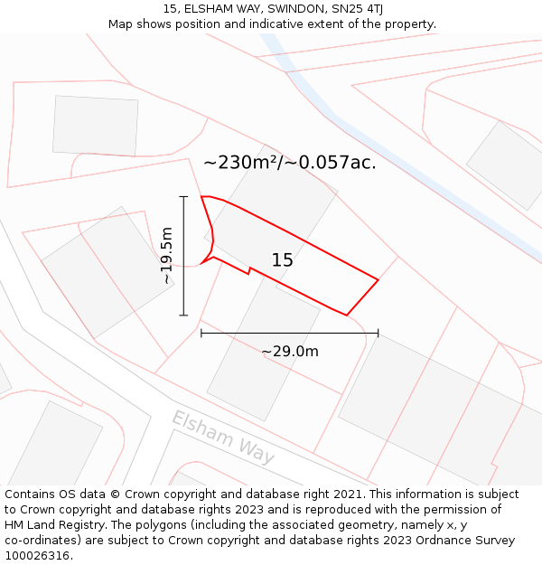 15, ELSHAM WAY, SWINDON, SN25 4TJ: Plot and title map