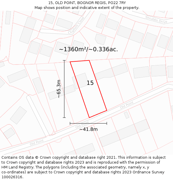 15, OLD POINT, BOGNOR REGIS, PO22 7RY: Plot and title map