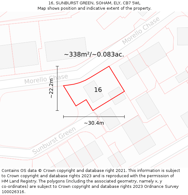 16, SUNBURST GREEN, SOHAM, ELY, CB7 5WL: Plot and title map