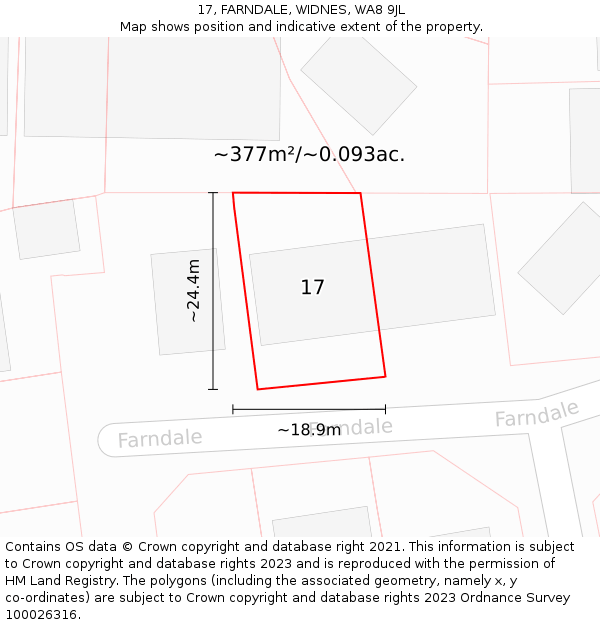 17, FARNDALE, WIDNES, WA8 9JL: Plot and title map