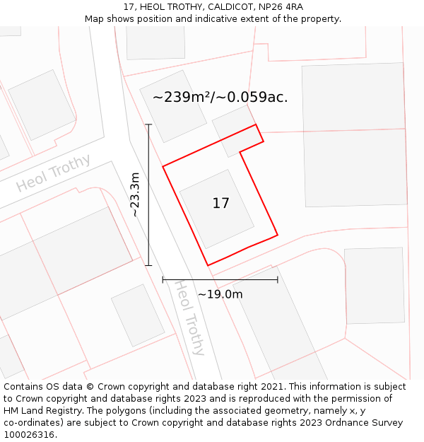 17, HEOL TROTHY, CALDICOT, NP26 4RA: Plot and title map