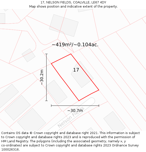 17, NELSON FIELDS, COALVILLE, LE67 4DY: Plot and title map