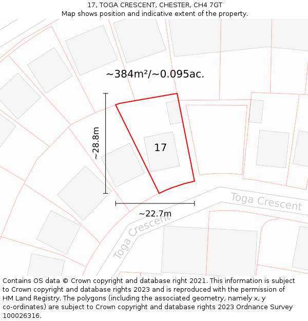 17, TOGA CRESCENT, CHESTER, CH4 7GT: Plot and title map