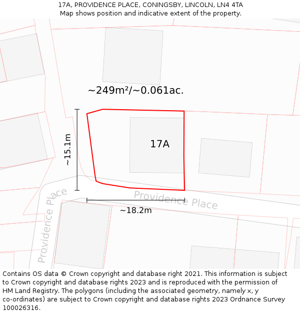 17A, PROVIDENCE PLACE, CONINGSBY, LINCOLN, LN4 4TA: Plot and title map