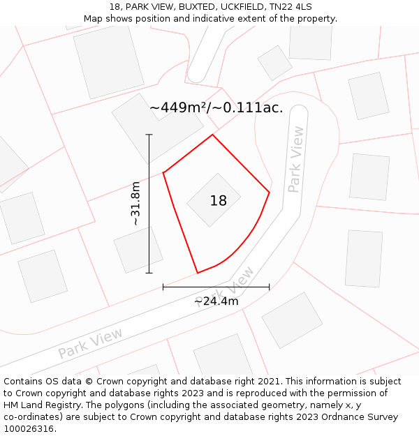 18, PARK VIEW, BUXTED, UCKFIELD, TN22 4LS: Plot and title map