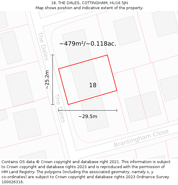 18, THE DALES, COTTINGHAM, HU16 5JN: Plot and title map