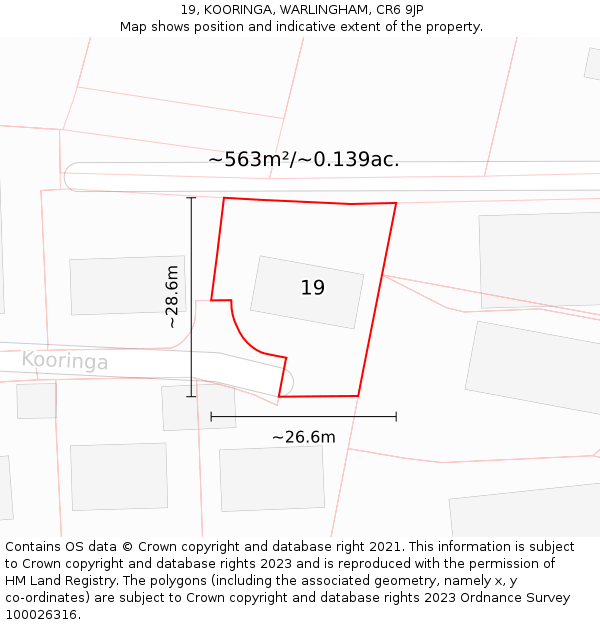 19, KOORINGA, WARLINGHAM, CR6 9JP: Plot and title map