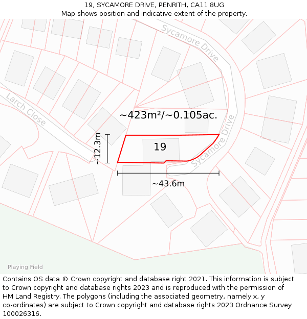 19, SYCAMORE DRIVE, PENRITH, CA11 8UG: Plot and title map