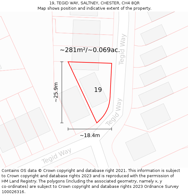 19, TEGID WAY, SALTNEY, CHESTER, CH4 8QR: Plot and title map