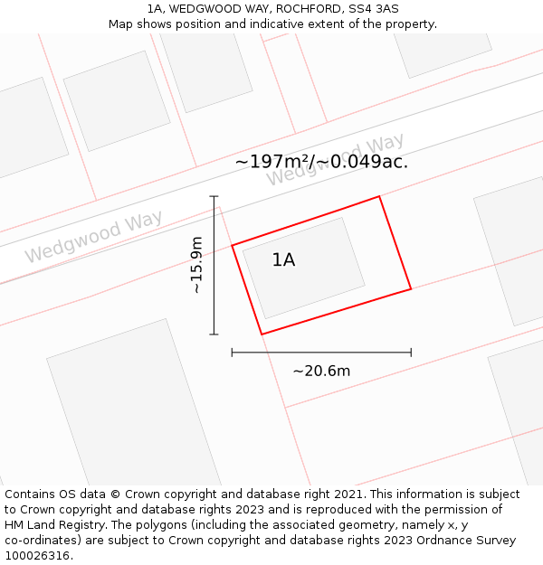 1A, WEDGWOOD WAY, ROCHFORD, SS4 3AS: Plot and title map