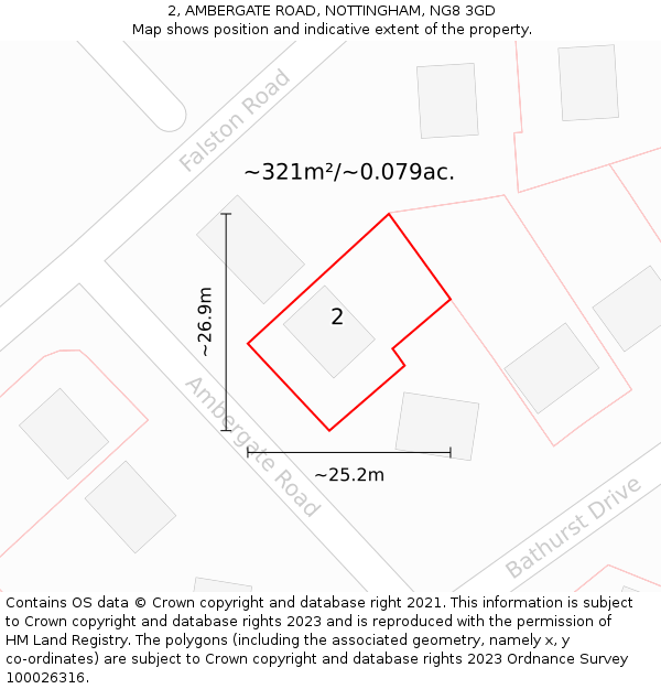 2, AMBERGATE ROAD, NOTTINGHAM, NG8 3GD: Plot and title map