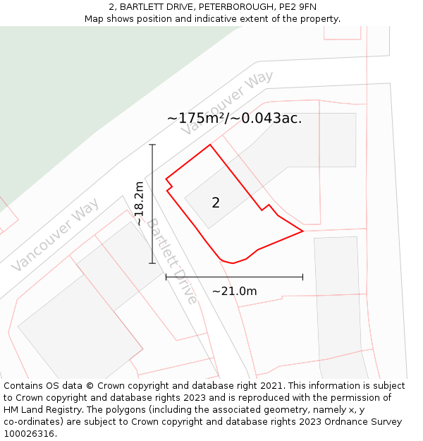 2, BARTLETT DRIVE, PETERBOROUGH, PE2 9FN: Plot and title map