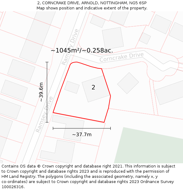 2, CORNCRAKE DRIVE, ARNOLD, NOTTINGHAM, NG5 6SP: Plot and title map