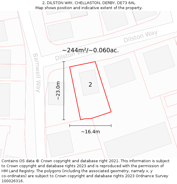 2, DILSTON WAY, CHELLASTON, DERBY, DE73 6AL: Plot and title map