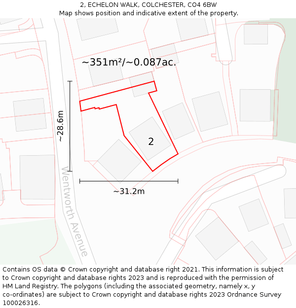 2, ECHELON WALK, COLCHESTER, CO4 6BW: Plot and title map