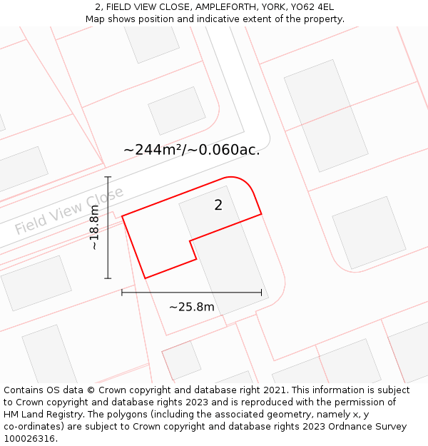 2, FIELD VIEW CLOSE, AMPLEFORTH, YORK, YO62 4EL: Plot and title map