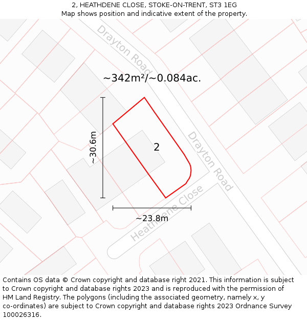 2, HEATHDENE CLOSE, STOKE-ON-TRENT, ST3 1EG: Plot and title map