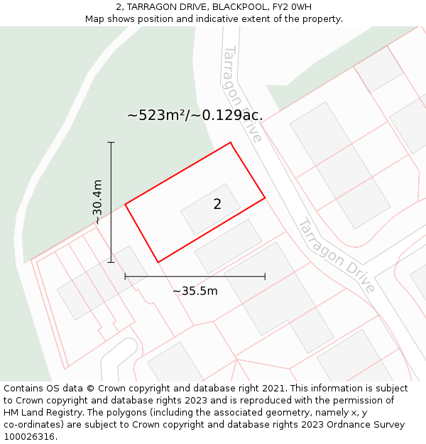 2, TARRAGON DRIVE, BLACKPOOL, FY2 0WH: Plot and title map