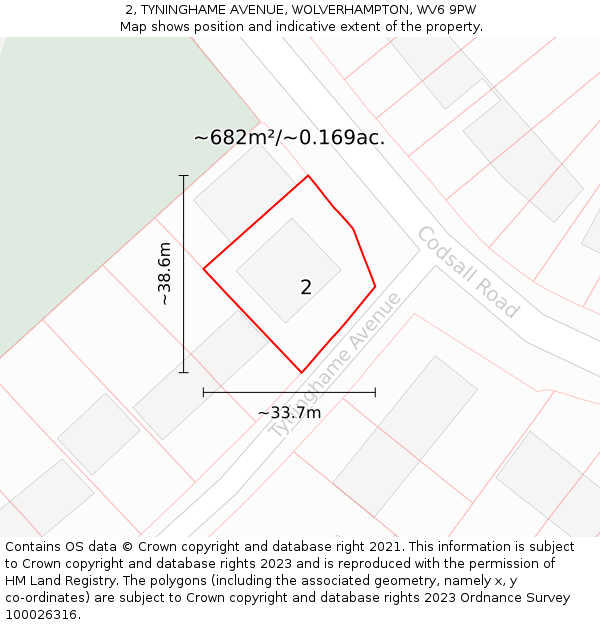 2, TYNINGHAME AVENUE, WOLVERHAMPTON, WV6 9PW: Plot and title map