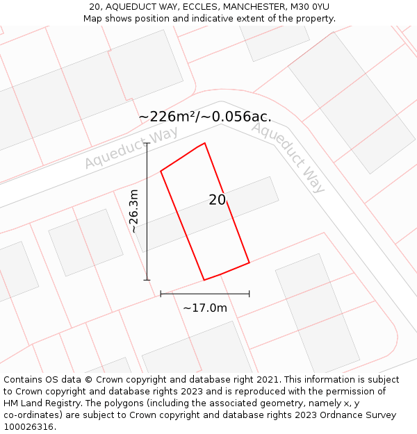 20, AQUEDUCT WAY, ECCLES, MANCHESTER, M30 0YU: Plot and title map
