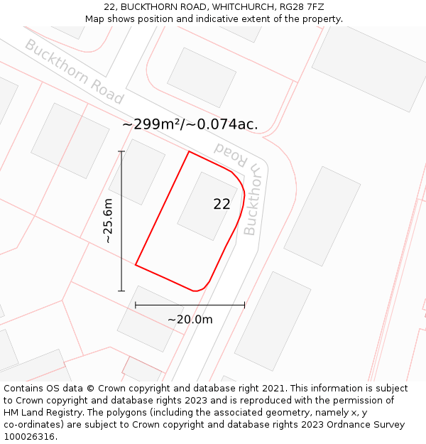 22, BUCKTHORN ROAD, WHITCHURCH, RG28 7FZ: Plot and title map