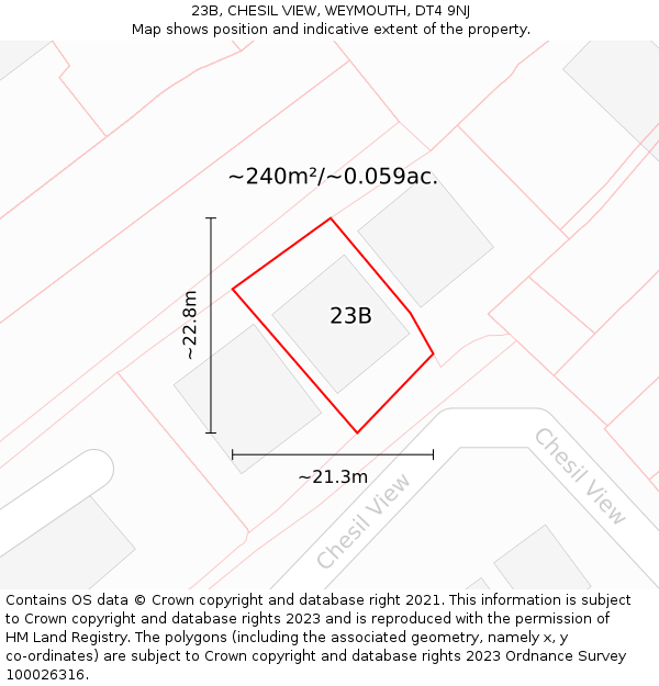 23B, CHESIL VIEW, WEYMOUTH, DT4 9NJ: Plot and title map