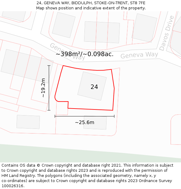 24, GENEVA WAY, BIDDULPH, STOKE-ON-TRENT, ST8 7FE: Plot and title map