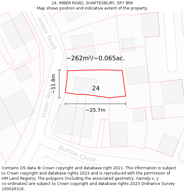 24, IMBER ROAD, SHAFTESBURY, SP7 8RX: Plot and title map