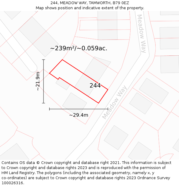 244, MEADOW WAY, TAMWORTH, B79 0EZ: Plot and title map