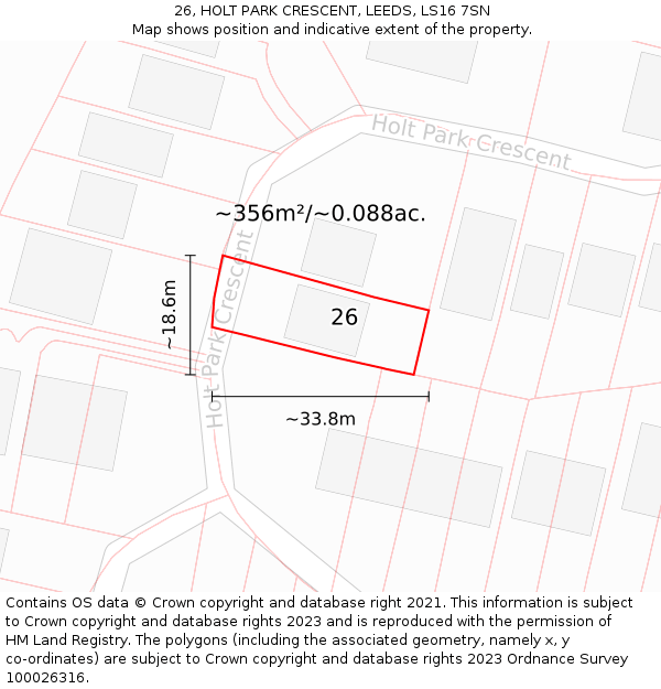 26, HOLT PARK CRESCENT, LEEDS, LS16 7SN: Plot and title map