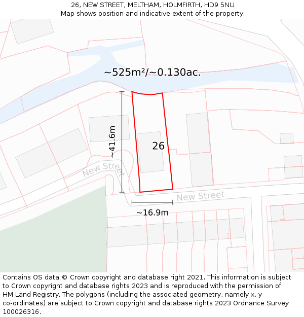 26, NEW STREET, MELTHAM, HOLMFIRTH, HD9 5NU: Plot and title map