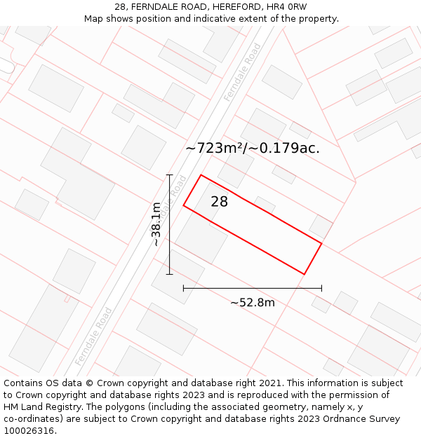 28, FERNDALE ROAD, HEREFORD, HR4 0RW: Plot and title map