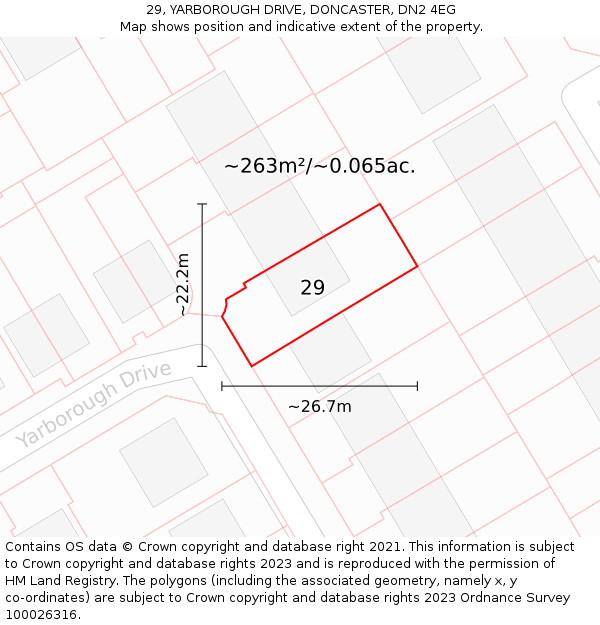 29, YARBOROUGH DRIVE, DONCASTER, DN2 4EG: Plot and title map