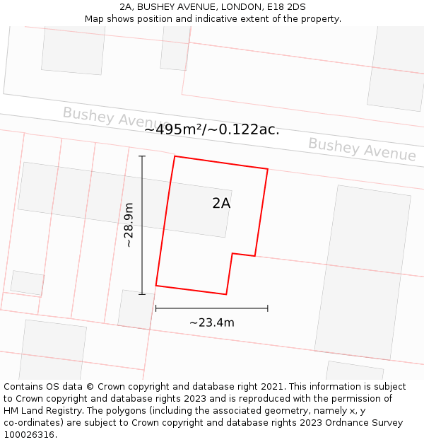 2A, BUSHEY AVENUE, LONDON, E18 2DS: Plot and title map