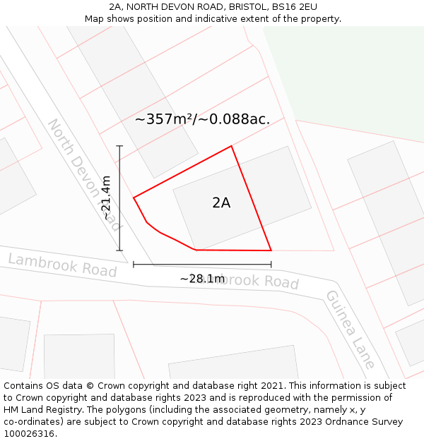 2A, NORTH DEVON ROAD, BRISTOL, BS16 2EU: Plot and title map
