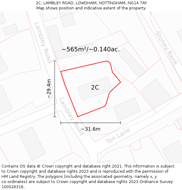 2C, LAMBLEY ROAD, LOWDHAM, NOTTINGHAM, NG14 7AY: Plot and title map