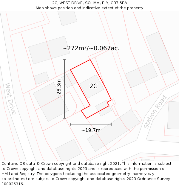 2C, WEST DRIVE, SOHAM, ELY, CB7 5EA: Plot and title map