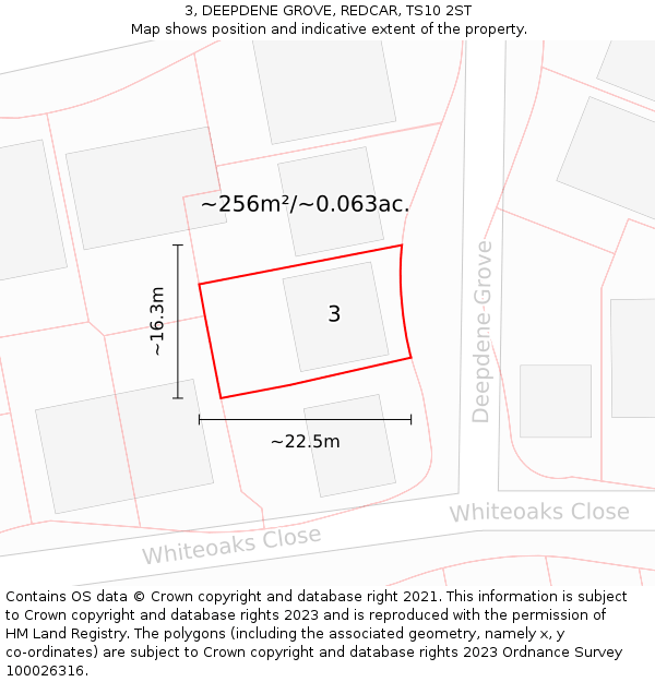 3, DEEPDENE GROVE, REDCAR, TS10 2ST: Plot and title map