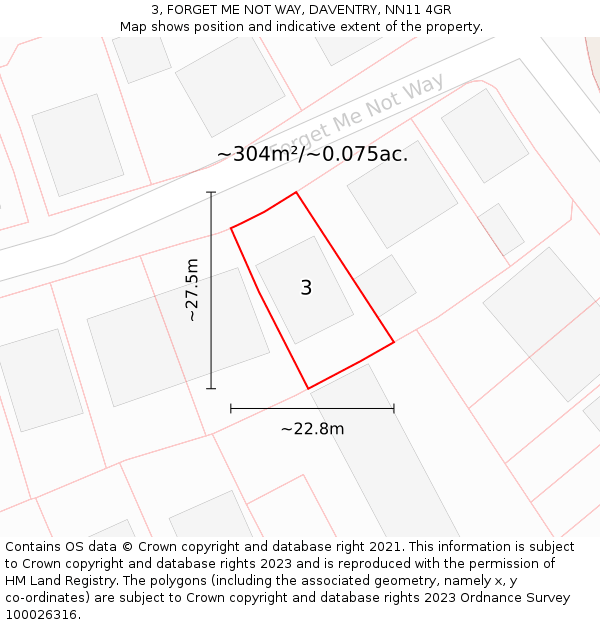 3, FORGET ME NOT WAY, DAVENTRY, NN11 4GR: Plot and title map