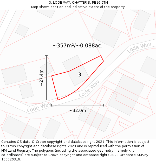 3, LODE WAY, CHATTERIS, PE16 6TN: Plot and title map