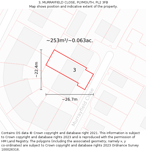3, MURRAYFIELD CLOSE, PLYMOUTH, PL2 3FB: Plot and title map