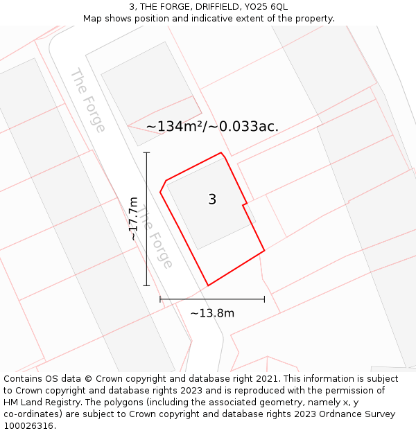 3, THE FORGE, DRIFFIELD, YO25 6QL: Plot and title map